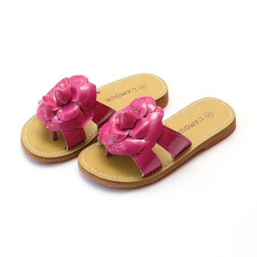 Florence Fuchsia Double Strap Flower Thong Sandal - L'Amour Shoes