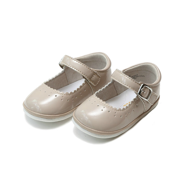 Scarlett Patent Almond Scalloped Mary Jane (Baby) - Angel Baby Shoes / L'Amour Shoes