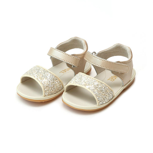 Elise Champagne Glitter Open Toe Sandal (Baby) - Angel Baby Shoes