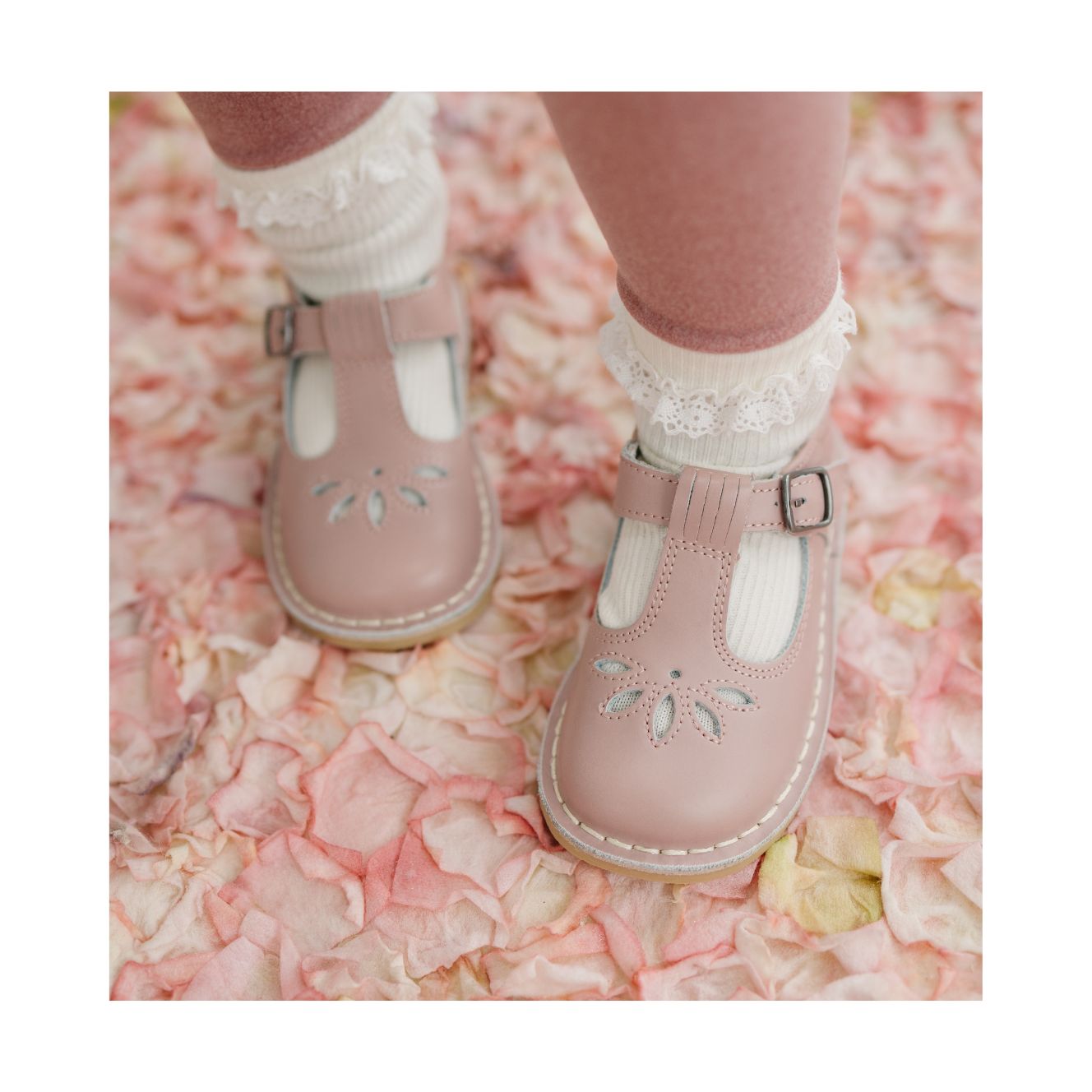 Sienna Vintage Inspired Appleseed Mary Jane Toddler Girl's Dusty Pink T-Strap  Mary Jane - Sienna - L'Amour Shoes