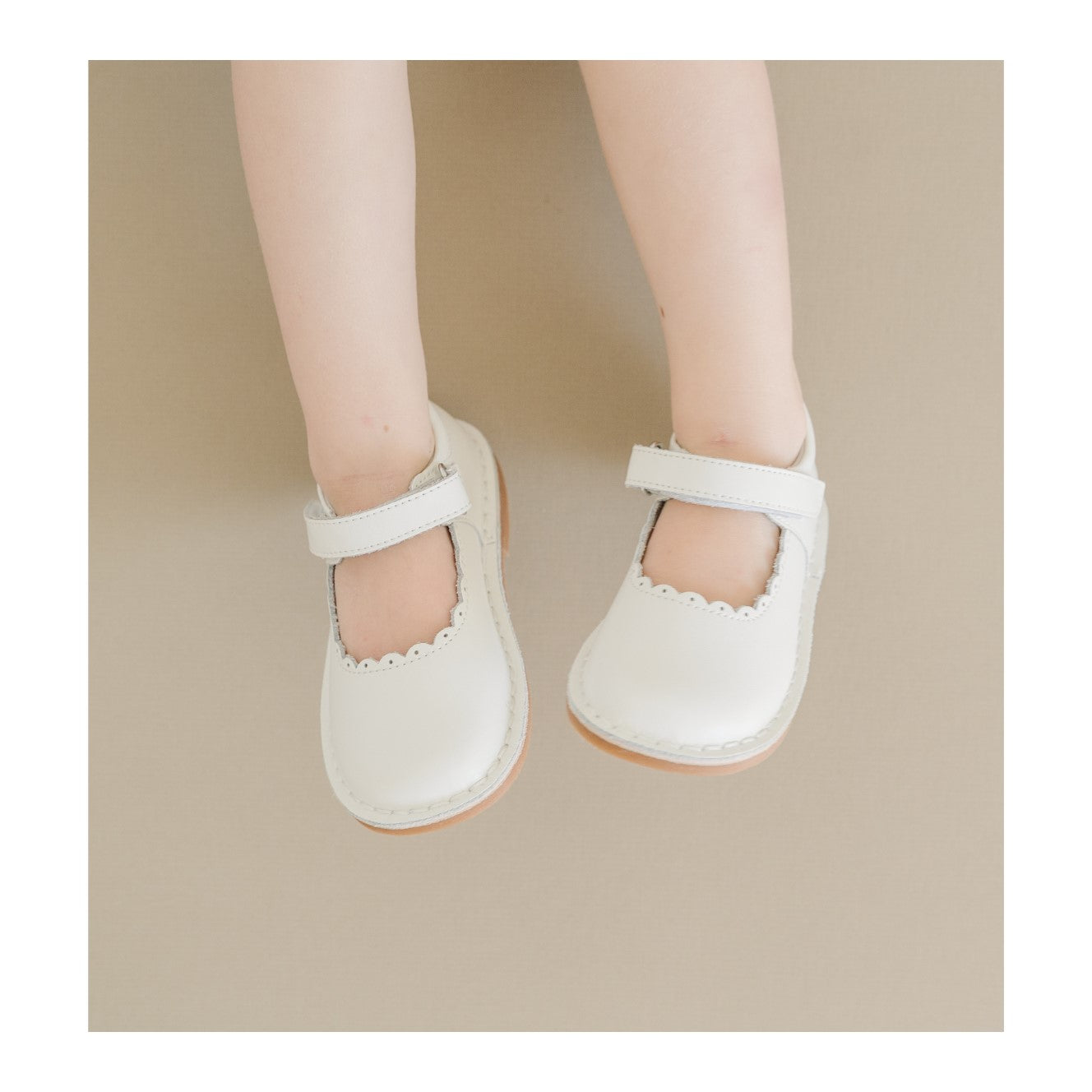 Caitlin Scalloped Mary Jane Girl's Off White Mary Jane Toddler - Caitlin - L'amour Shoes