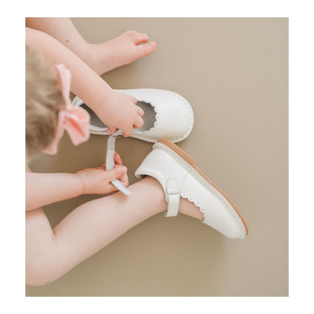 Caitlin Scalloped Mary Jane Girl's Off White Mary Jane Toddler - Caitlin - L'amour Shoes