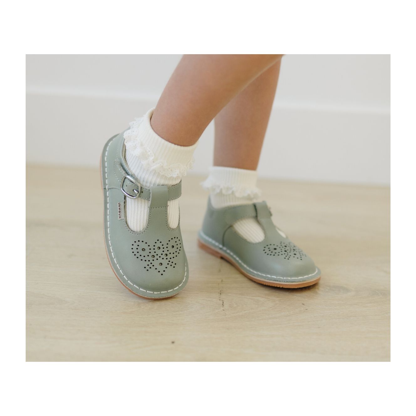 Ollie T-Strap Leather Mary Jane Toddler Girl's Sage Mary Jane - L'Amour Shoes