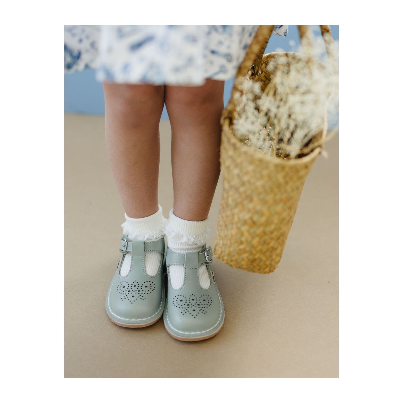 Ollie T-Strap Leather Mary Jane Toddler Girl's Sage Mary Jane - L'Amour Shoes