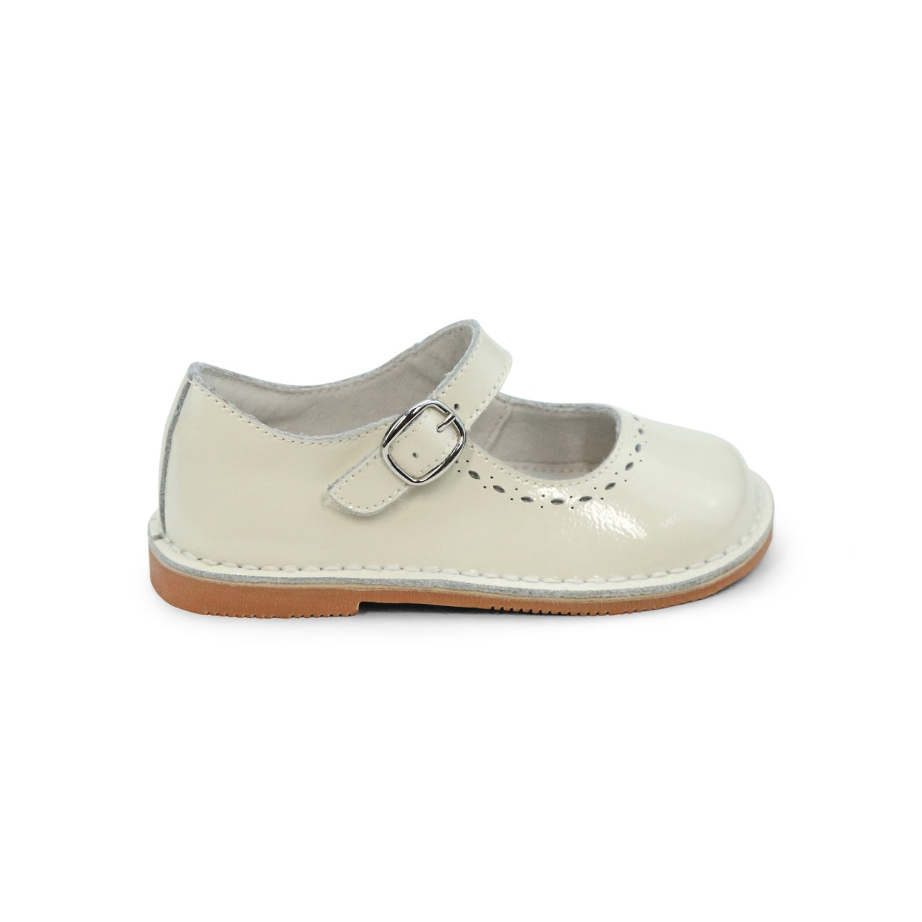 Toddler Girl's Easter Dress Shoe -  Alina Classic Patent Ivory Mary Jane - L'Amour Shoes