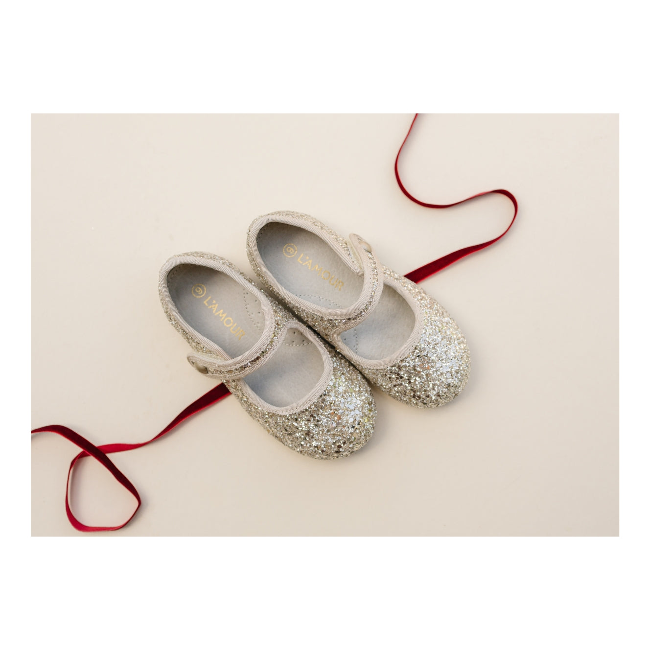 Toddler Girl's Light Gold Glitter Dress Flat - Renata Mary Jane - L'Amour Shoes