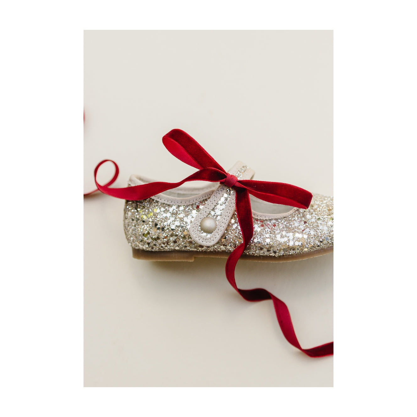 Toddler Girl's Light Gold Glitter Dress Flat - Renata Mary Jane - L'Amour Shoes