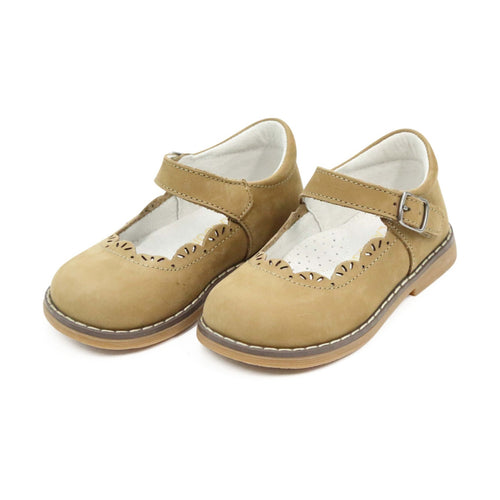 L'Amour Shoes Toddler Girls Willow Scalloped Appleseed Mary Janes In Nubuck Khaki