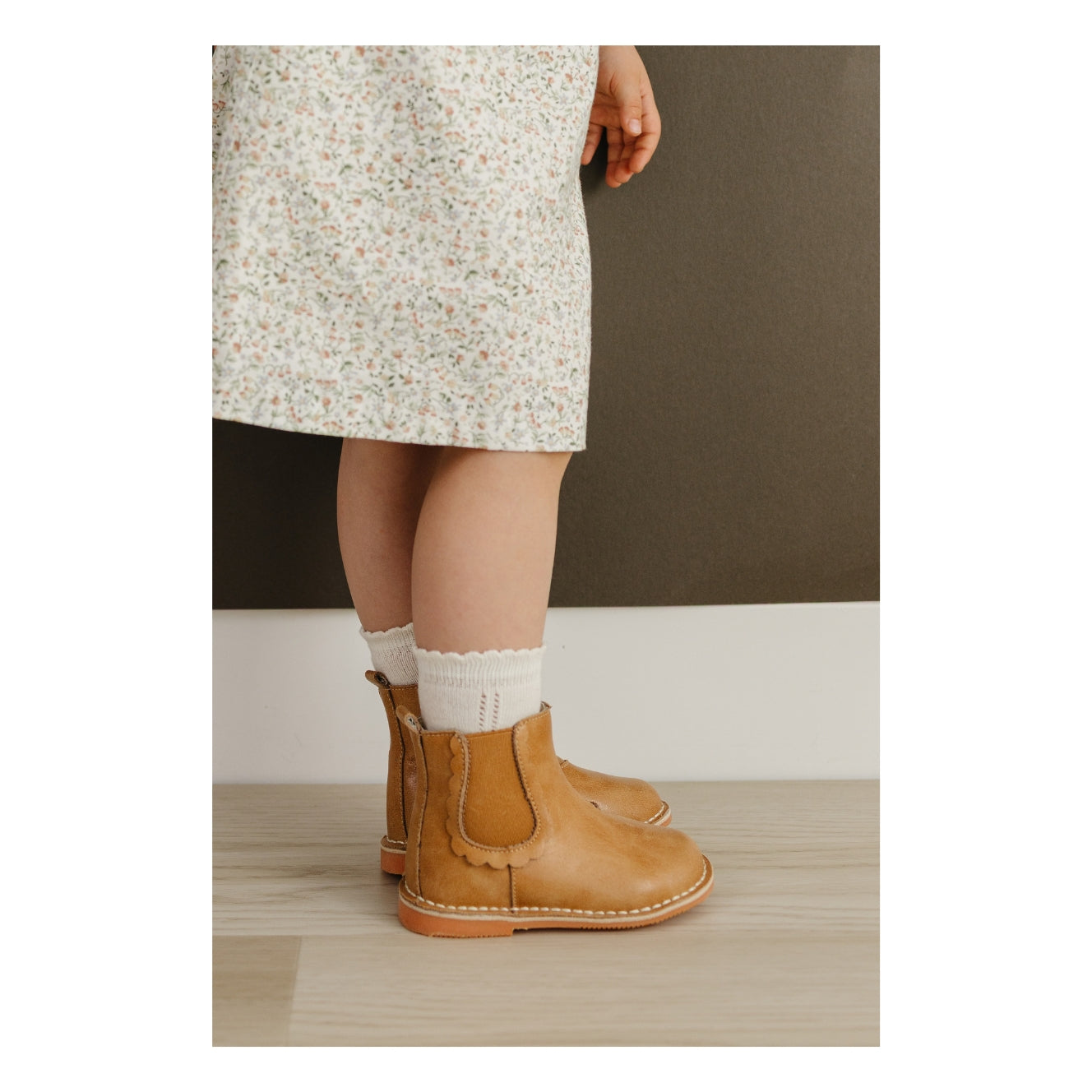 Toddler Girl's Tan Leather Chelsea Boot - Kate Stitch Down - L'Amour Shoes