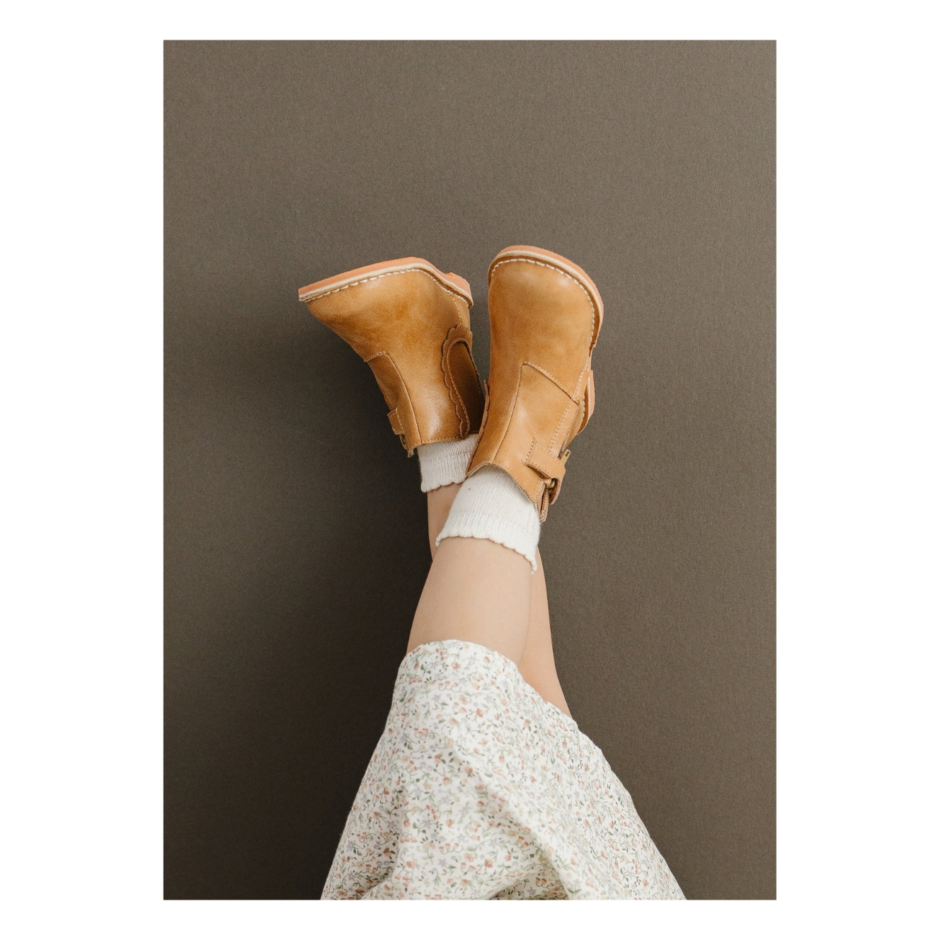 Toddler Girl's Tan Leather Chelsea Boot - Kate Stitch Down - L'Amour Shoes