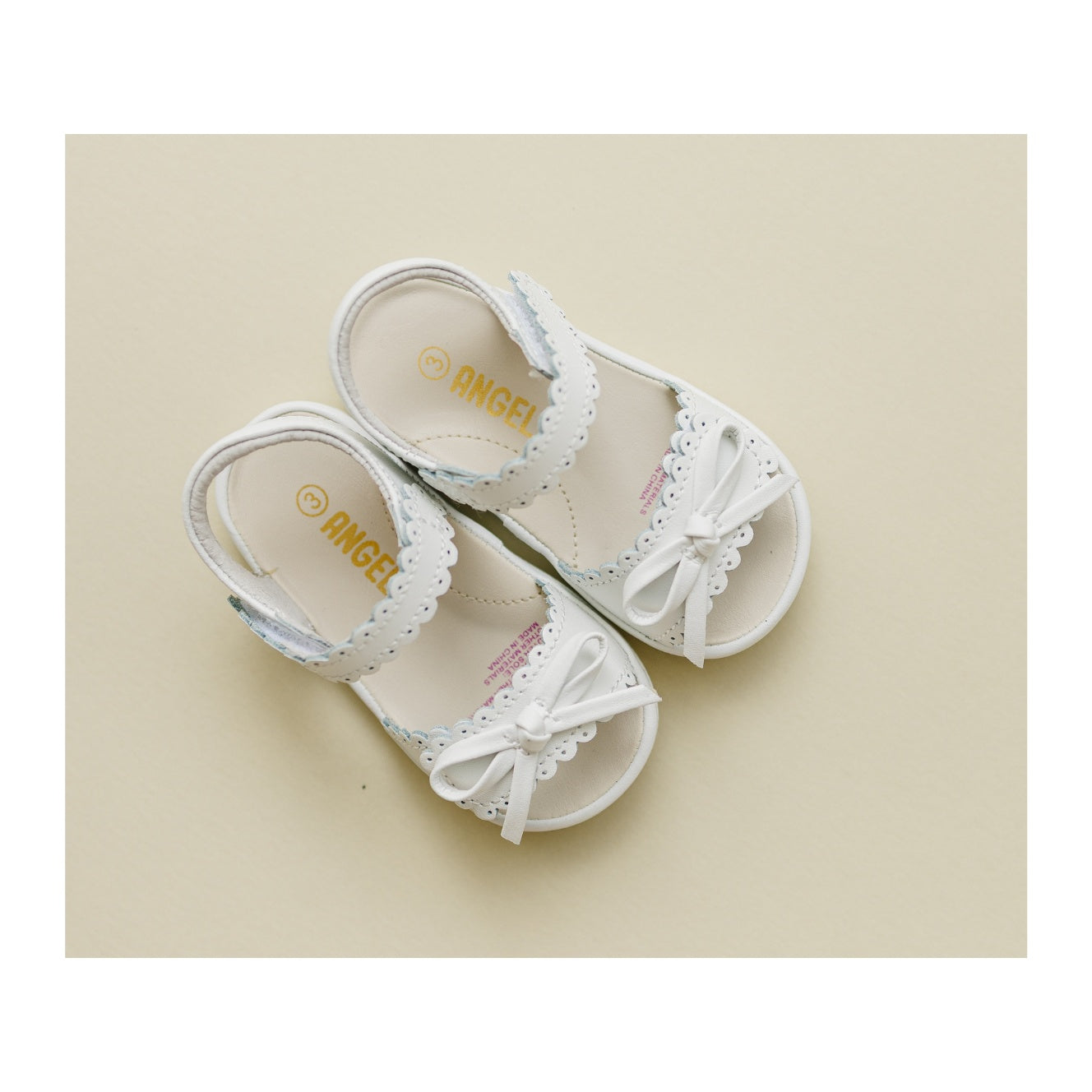 Amelie White Baby Girl's Leather Scalloped Open Toe Sandal (Baby) - L'Amour Shoes