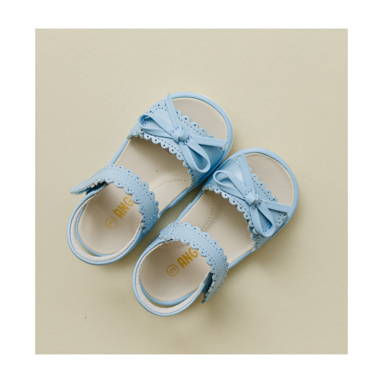 Amelie Bluebell Blue Baby Girl's Leather Scalloped Open Toe Sandal (Baby) - L'Amour Shoes