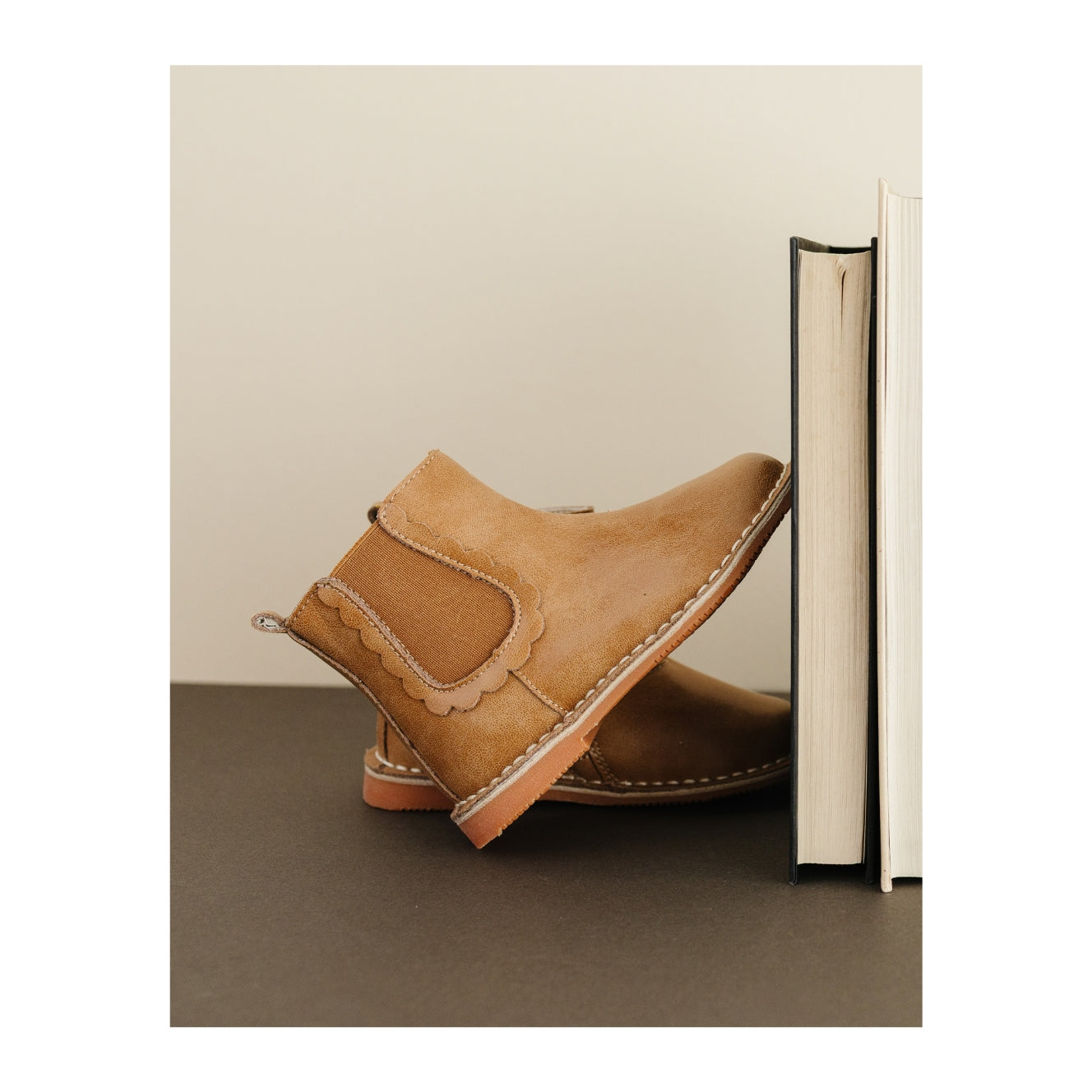 Toddler Girl's Tan Leather Chelsea Boot - Kate Stitch Down - L'Amour Shoes