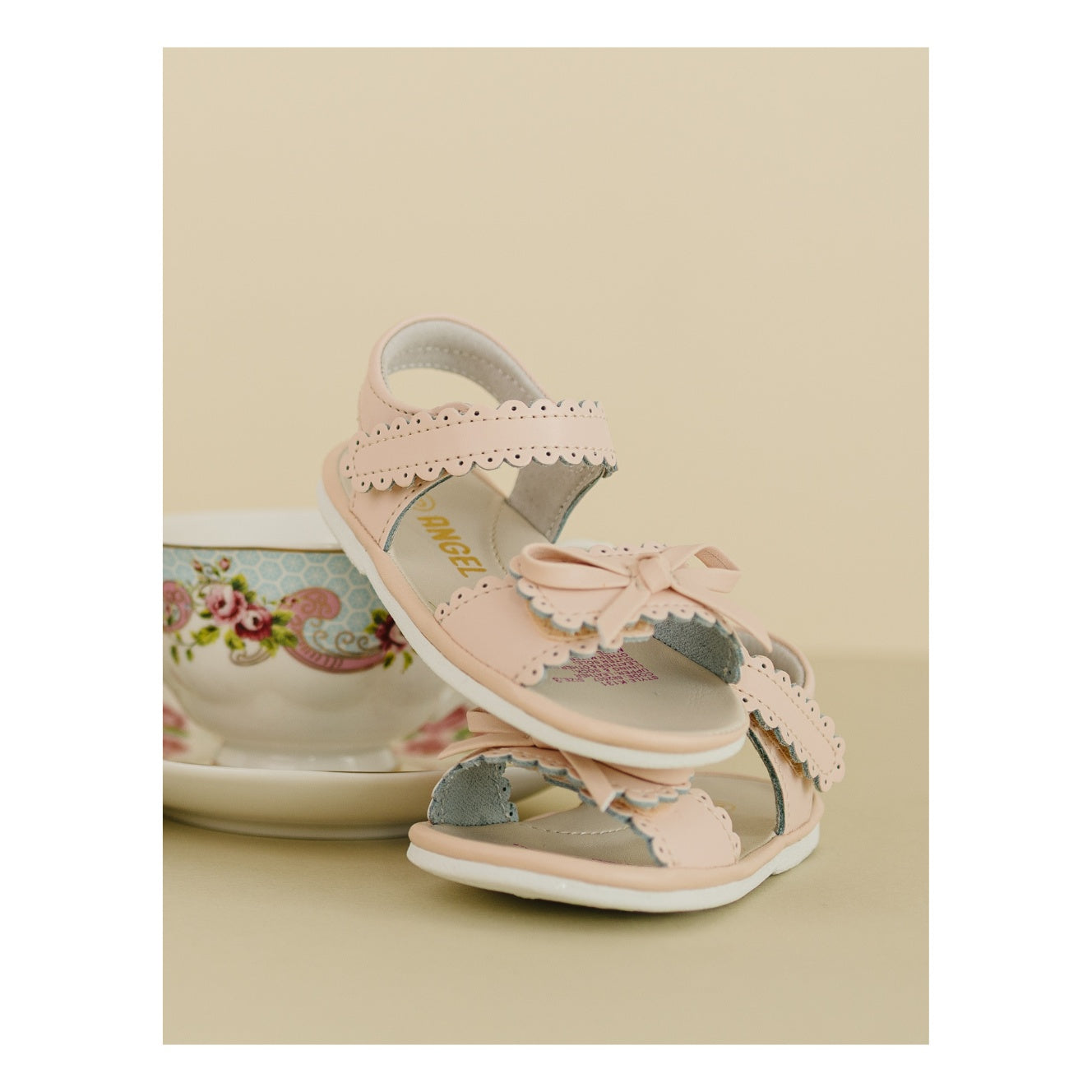 Amelie Pale Pink Baby Girl's Leather Scalloped Open Toe Sandal (Baby) - L'Amour Shoes