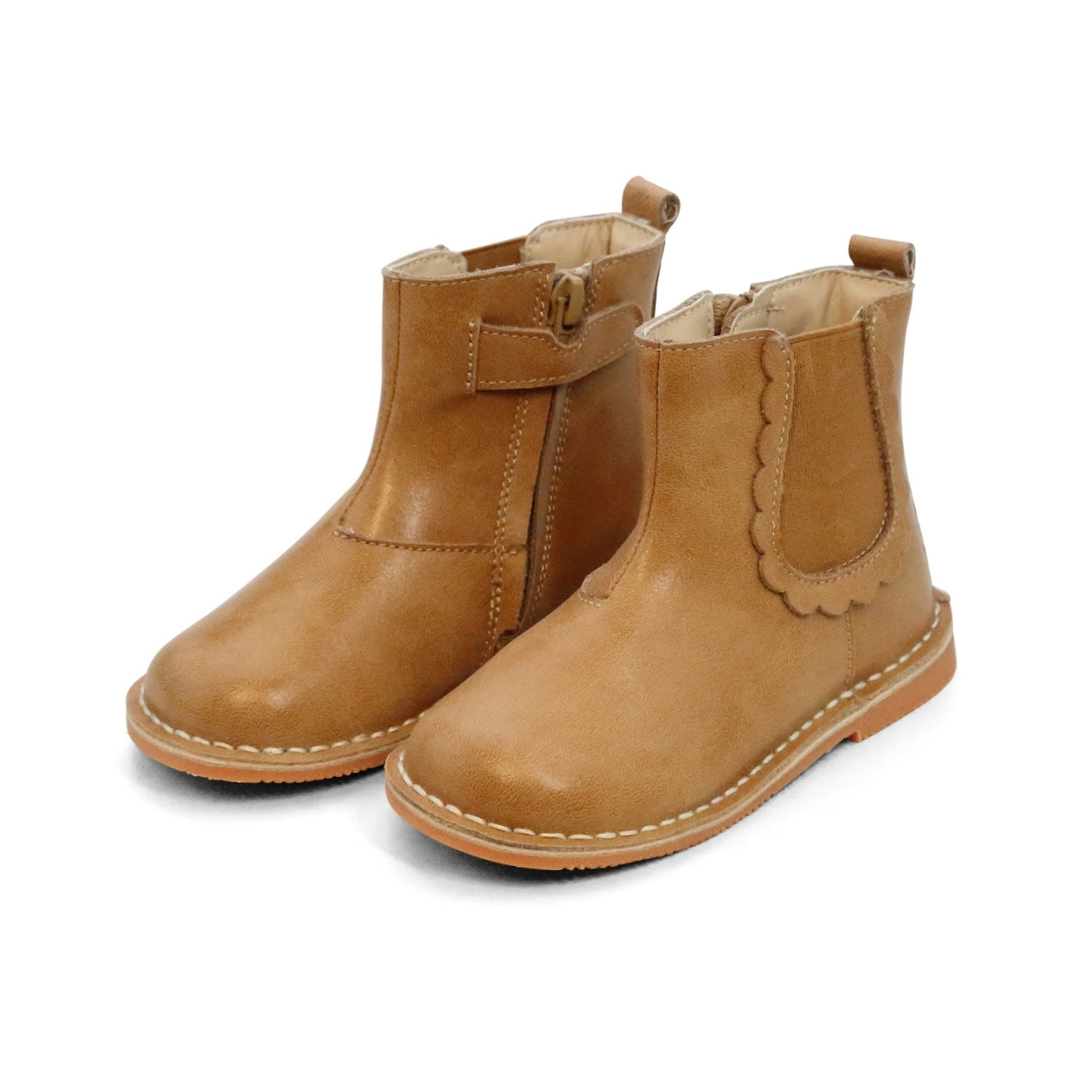 Toddler Girl's Tan Leather Chelsea Boot - Kate Stitch Down - L'Amour Shoes