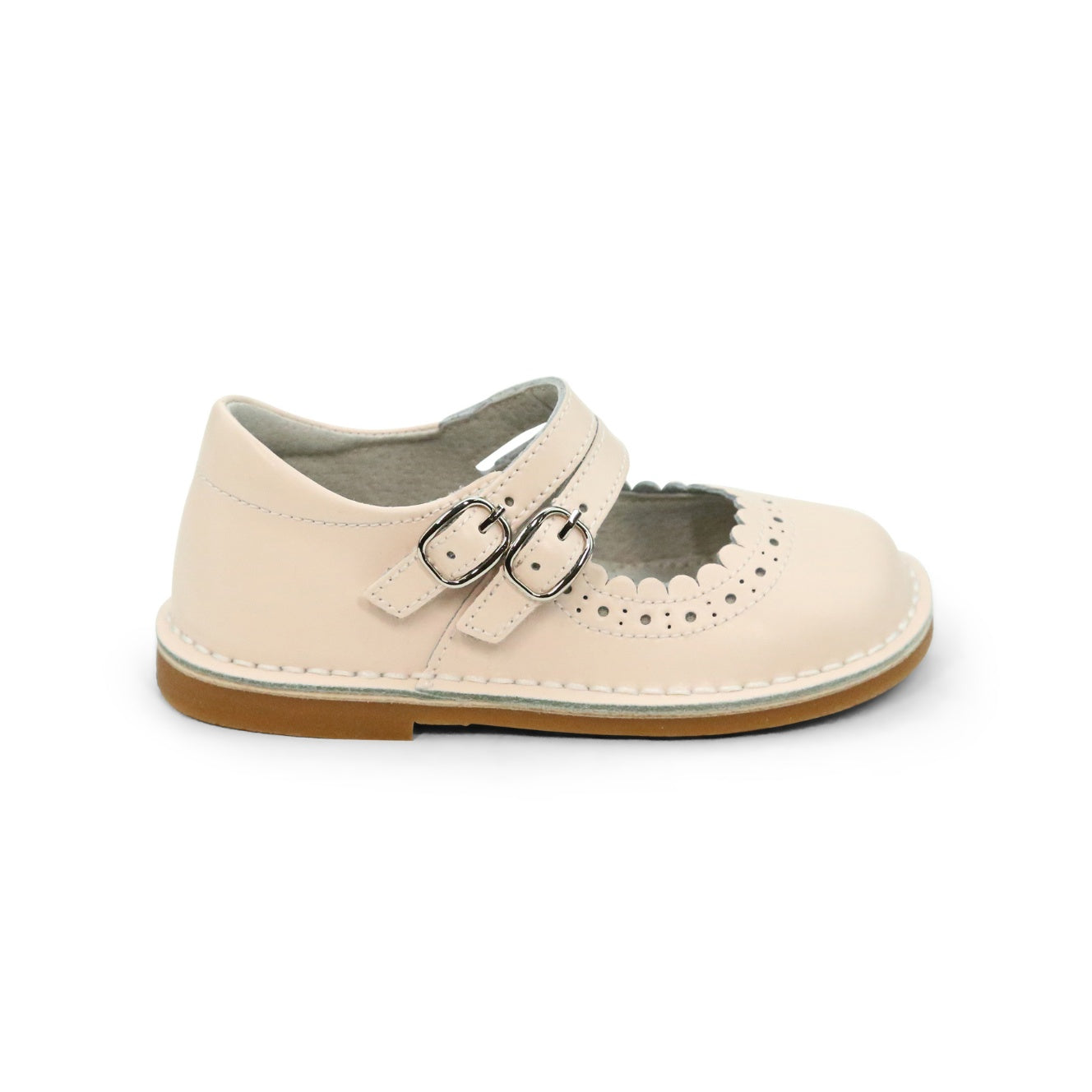 Tatiana Toddler Girl's Pale Pink Leather Double Velcro Strap Mary Jane - L'Amour Shoes