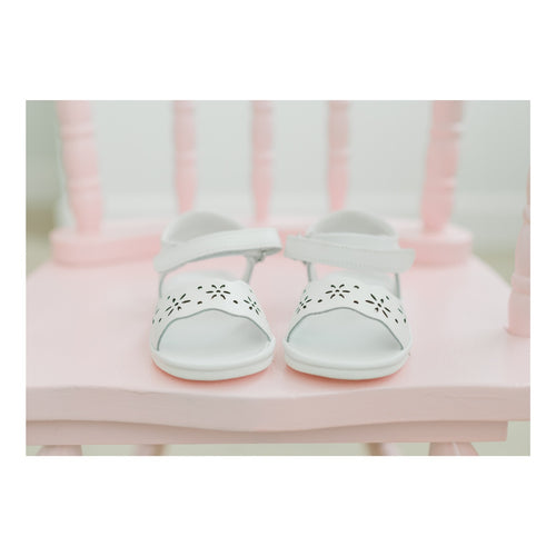 Baby Girl's Hanna Floral Leather Sandal (Baby) - White - Angel Baby Shoes L'Amour
