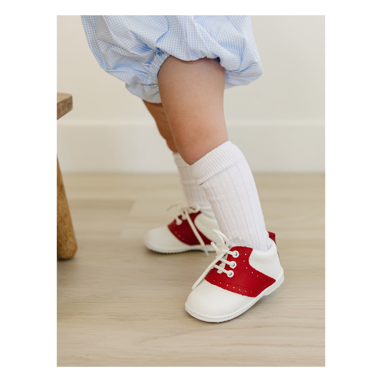 Angel Baby Boy's Austin Red Leather Saddle Oxford Shoe (Baby) - First Walker - Lamourshoes.com