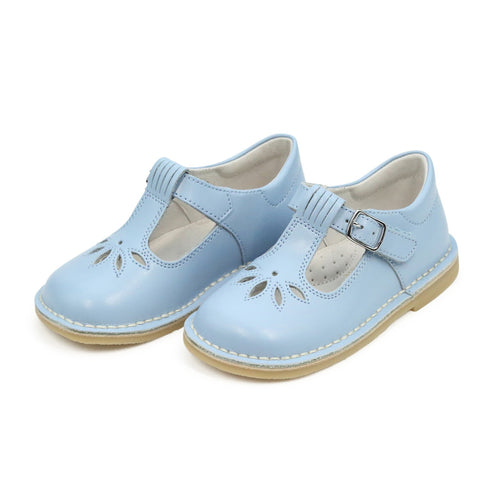 Toddler Girl's Bluebell Blue Leather T-Strap  Mary Jane - Sienna - L'Amour Shoes