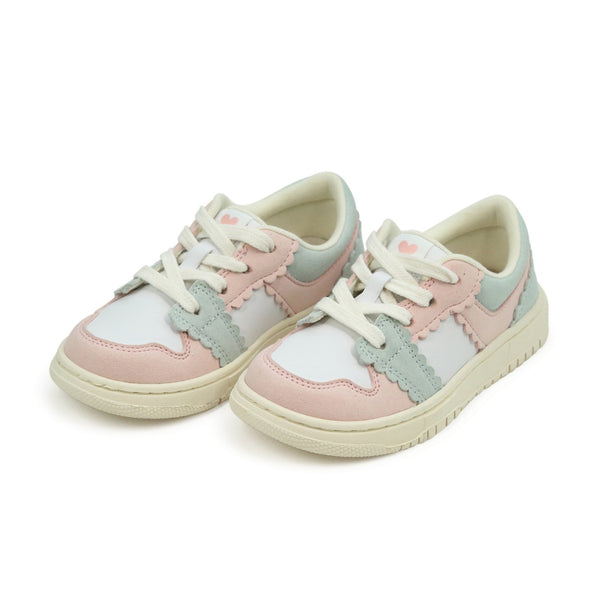 Erica Pink Sage Green Toddler Girl's Leather Sneaker - L'Amour Shoes