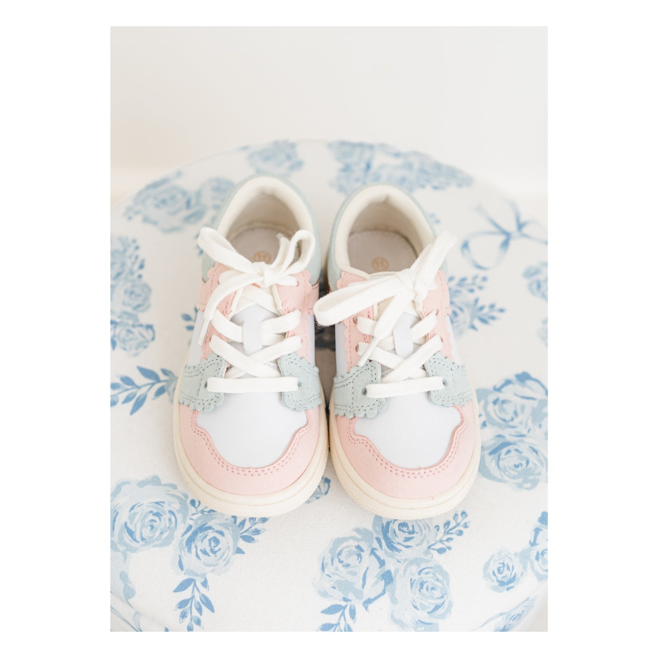 Erica Pink Sage Green Toddler Girl's Leather Sneaker - L'Amour Shoes
