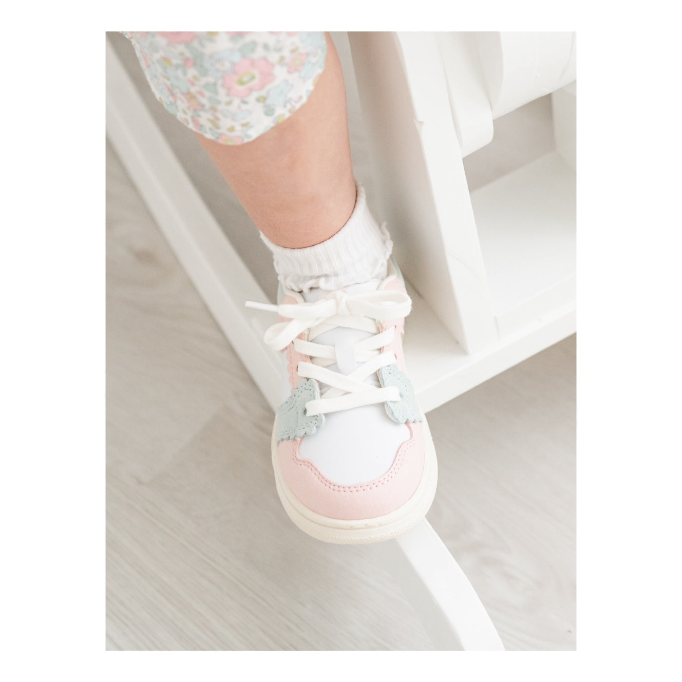 Erica Pink Sage Green Toddler Girl's Leather Sneaker - L'Amour Shoes