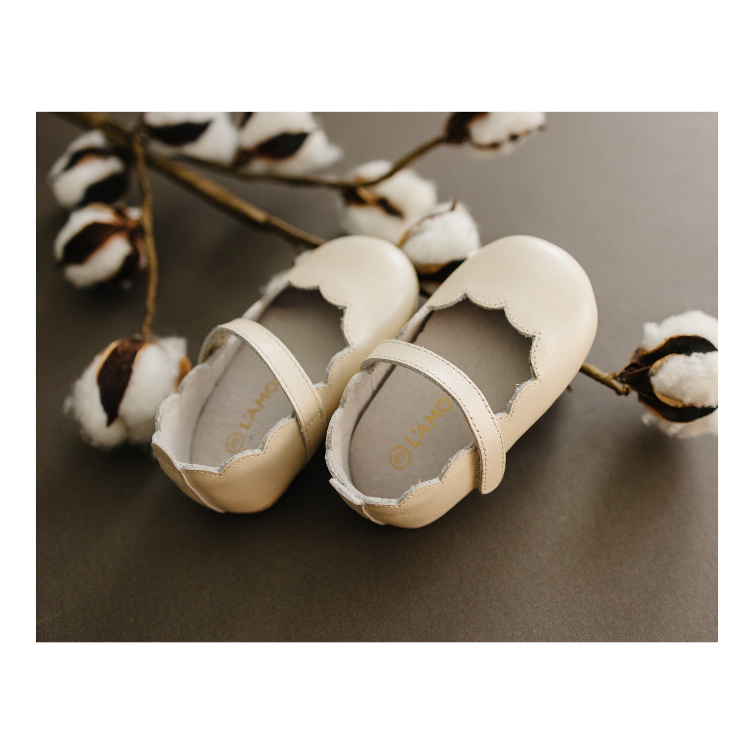 Mimi Baby Girls Oyster Suede Scalloped Mary Jane Crib Shoe (Infant) - L'Amour Shoes