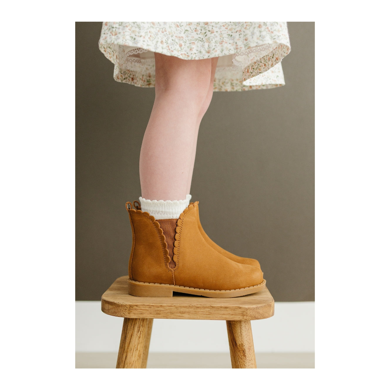 Nicola - Toddler Girl's Caramel Brown Leather Chelsea Boot - L'Amour Shoes