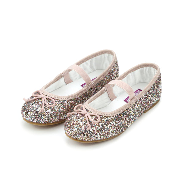 L'Amour Shoes Victoria Multi Pink Glitter Flat - Ballerina Ballet Flats
