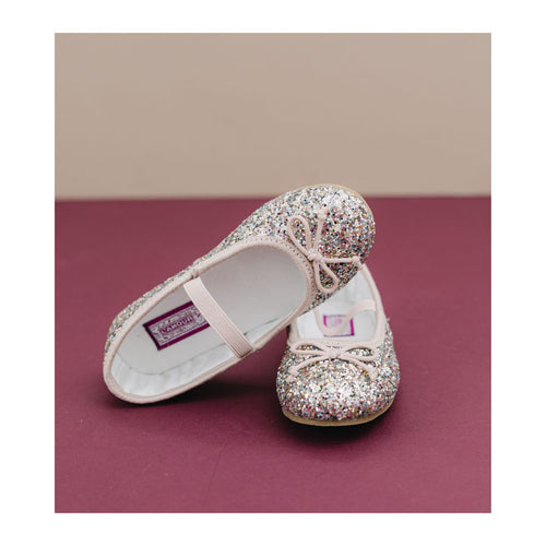 L'Amour Shoes Victoria  Multi-pink Glitter Flat - Ballerina Ballet Flats