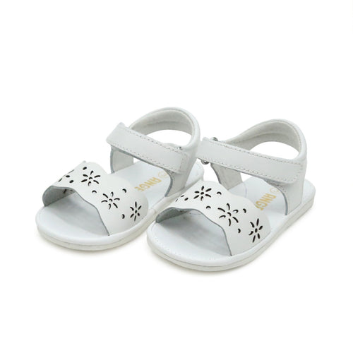 Baby Girl's Hanna Floral Leather Sandal (Baby) - White - Angel Baby Shoes L'Amour