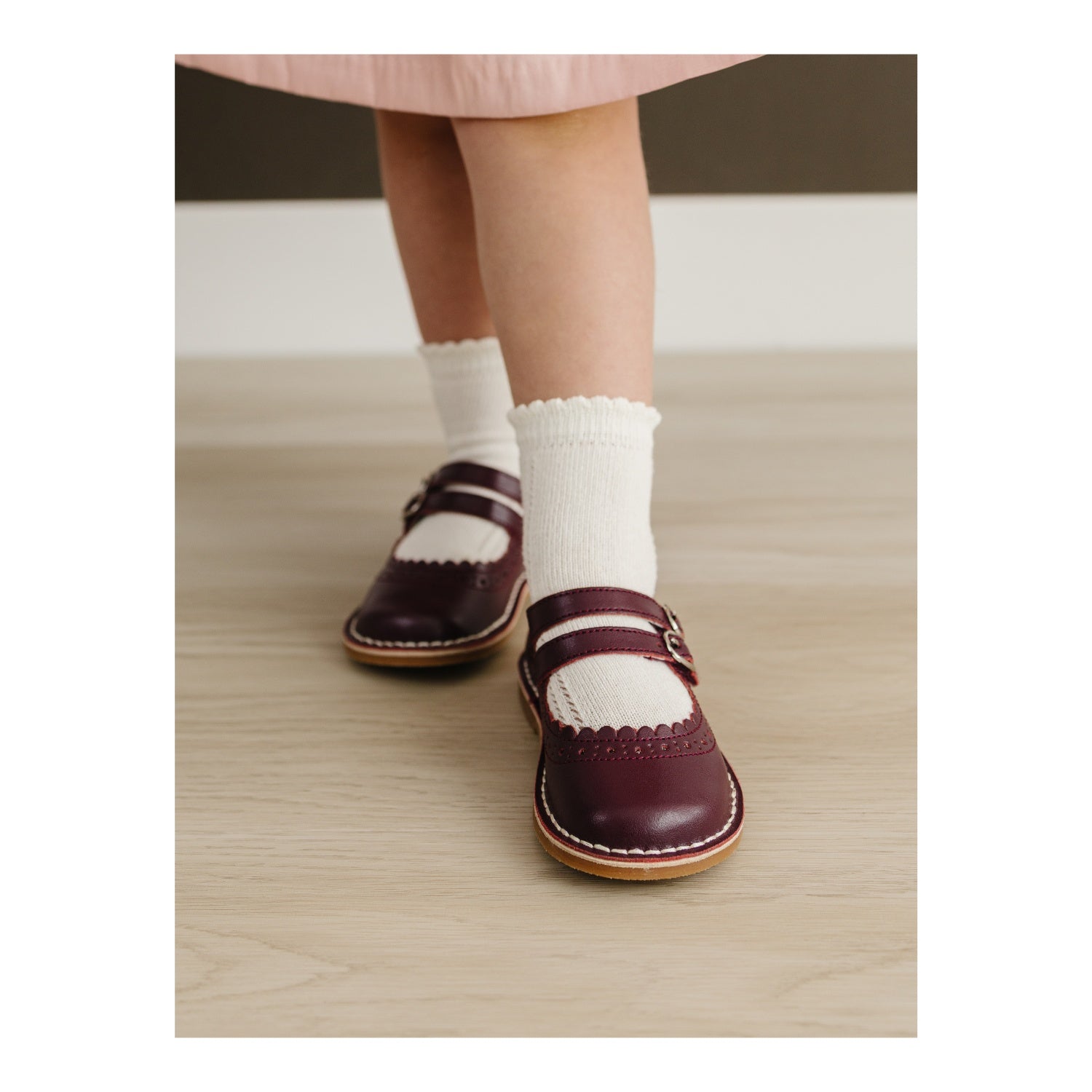 Toddler Girl's Eggplant Purple Leather Dress Shoe - Tatiana Double Strap Mary Jane - L'Amour Shoes