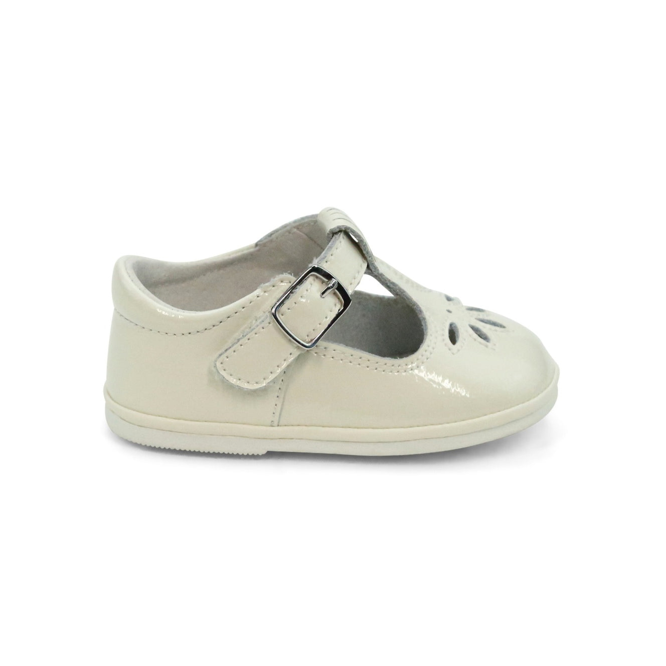 Angel Baby Bridget T-Strap Mary Jane Dressy First Walker - Patent Ivory - L'Amour Shoes
