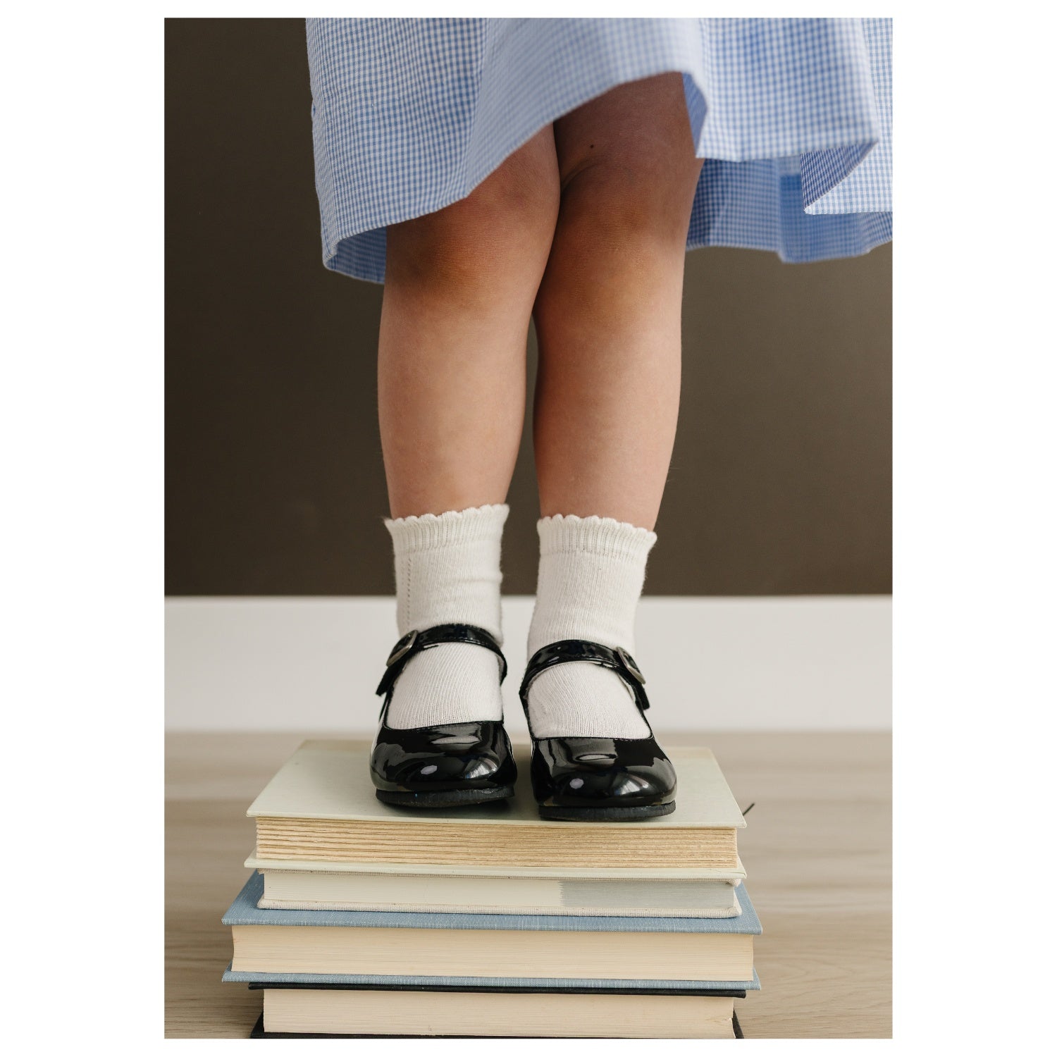 Toddler Girl's Patent Black Leather Mary Jane Flats - Rebecca L'Amour Shoes