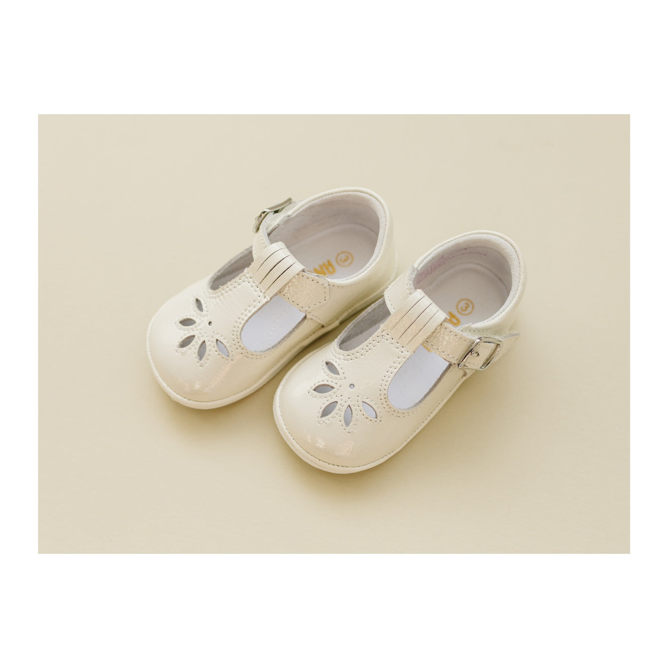 Angel Baby Bridget T-Strap Mary Jane Dressy First Walker - Patent Ivory - L'Amour Shoes
