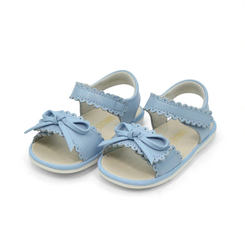 Amelie Bluebell Blue Baby Girl's Leather Scalloped Open Toe Sandal (Baby) - L'Amour Shoes