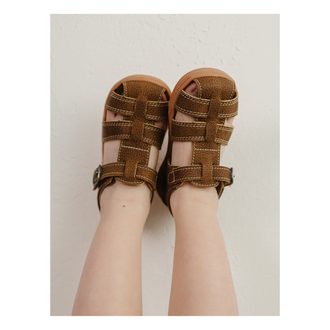 Toddler Boy's Chestnut Brown Leather Fisherman Sandal - Arlen - L'Amour Shoes
