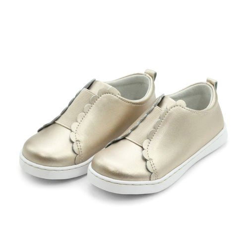 Toddler Girl's Phoebe Gold Leather SLip On Sneaker - L'Amour Shoes