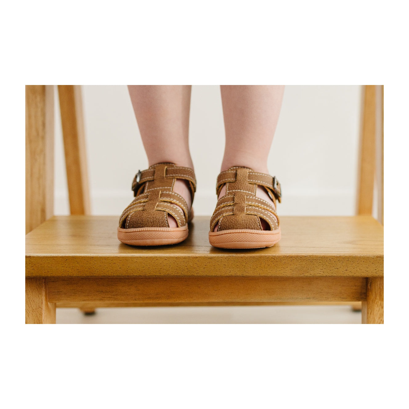 Toddler Boy's Chestnut Brown Leather Fisherman Sandal - Arlen - L'Amour Shoes
