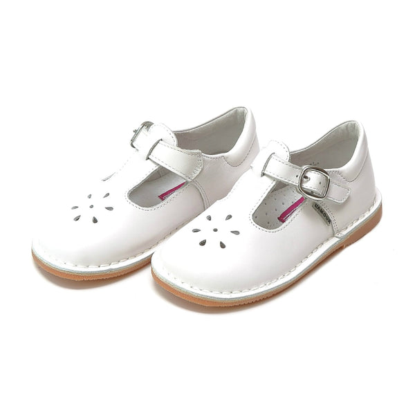 Toddler Girl's White Leather Dress Shoe - Back to School Shoes - Joy Mary Jane T-Strap - L'Amour Shoes