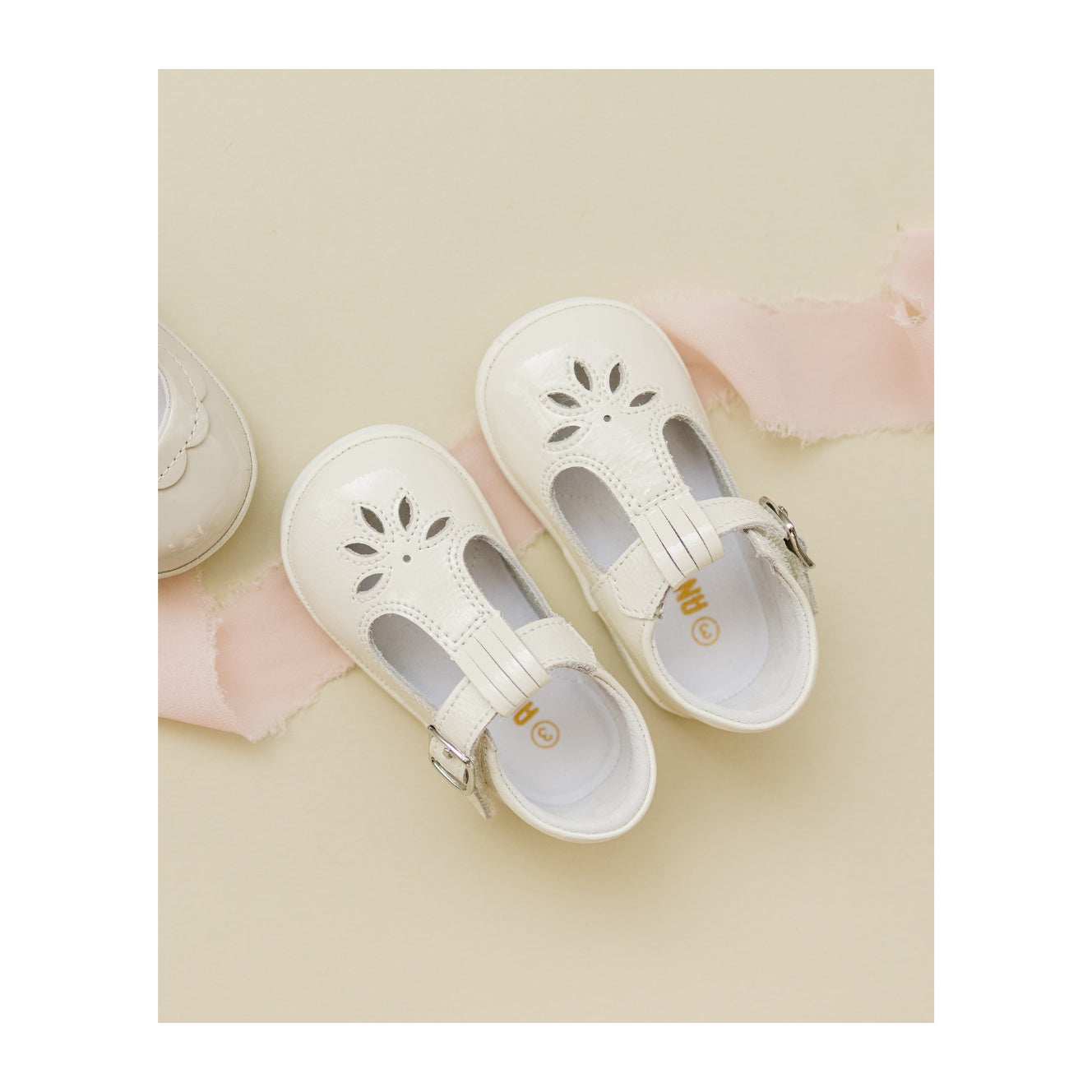Angel Baby Bridget T-Strap Mary Jane Dressy First Walker - Patent Ivory - L'Amour Shoes

