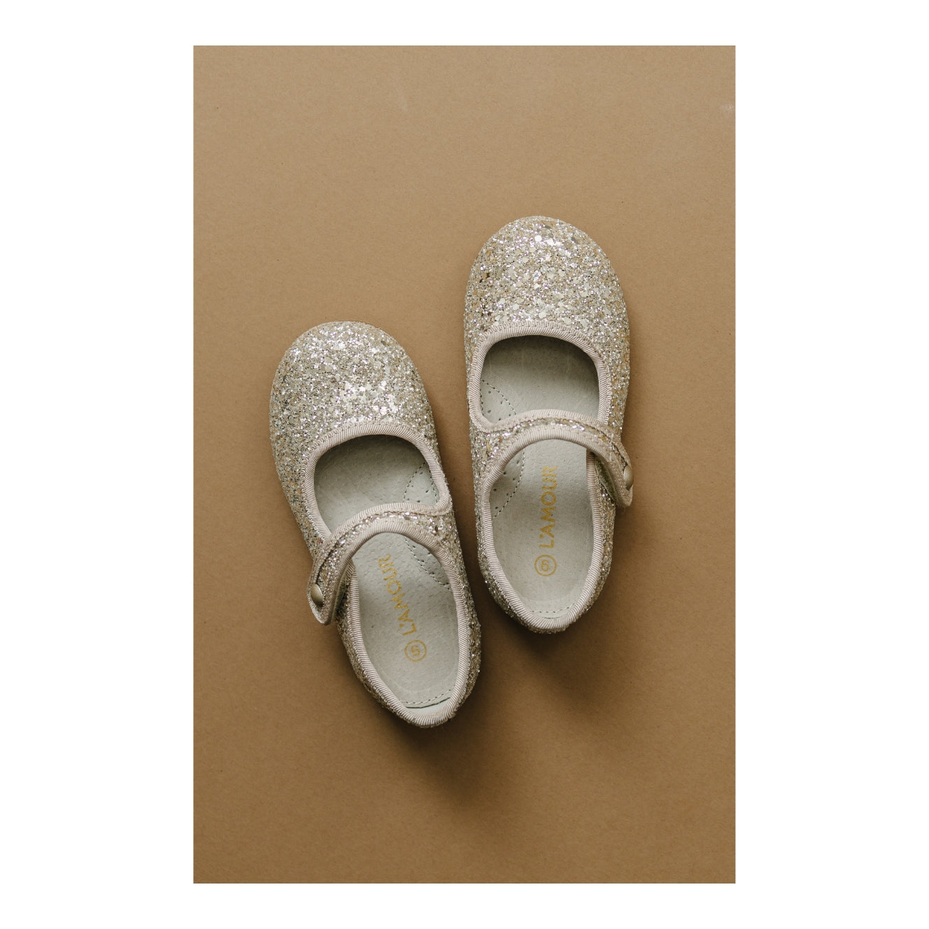 Toddler Girl's Light Gold Glitter Dress Flat - Renata Mary Jane - L'Amour Shoes