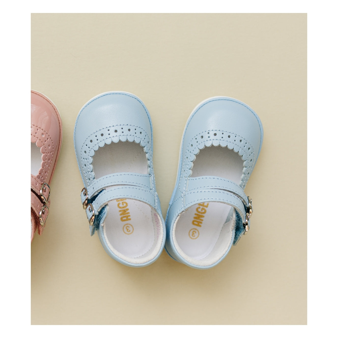 Elise Baby Girl's Bluebell Blue Leather Mary Jane - Angel Baby Shoes - L'Amour