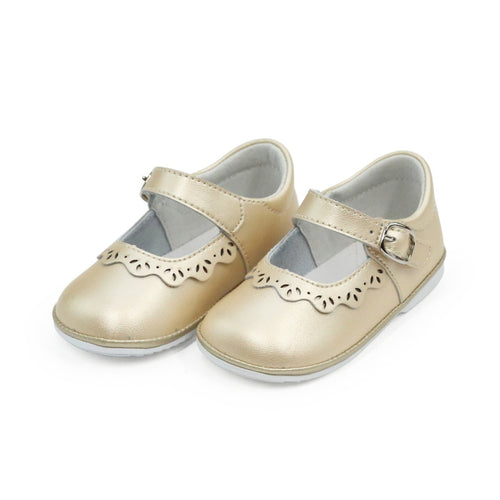 Angel Baby Girls Rosie Appleseed Leather Mary Jane (Baby) - Champagne - L'Amour Shoes