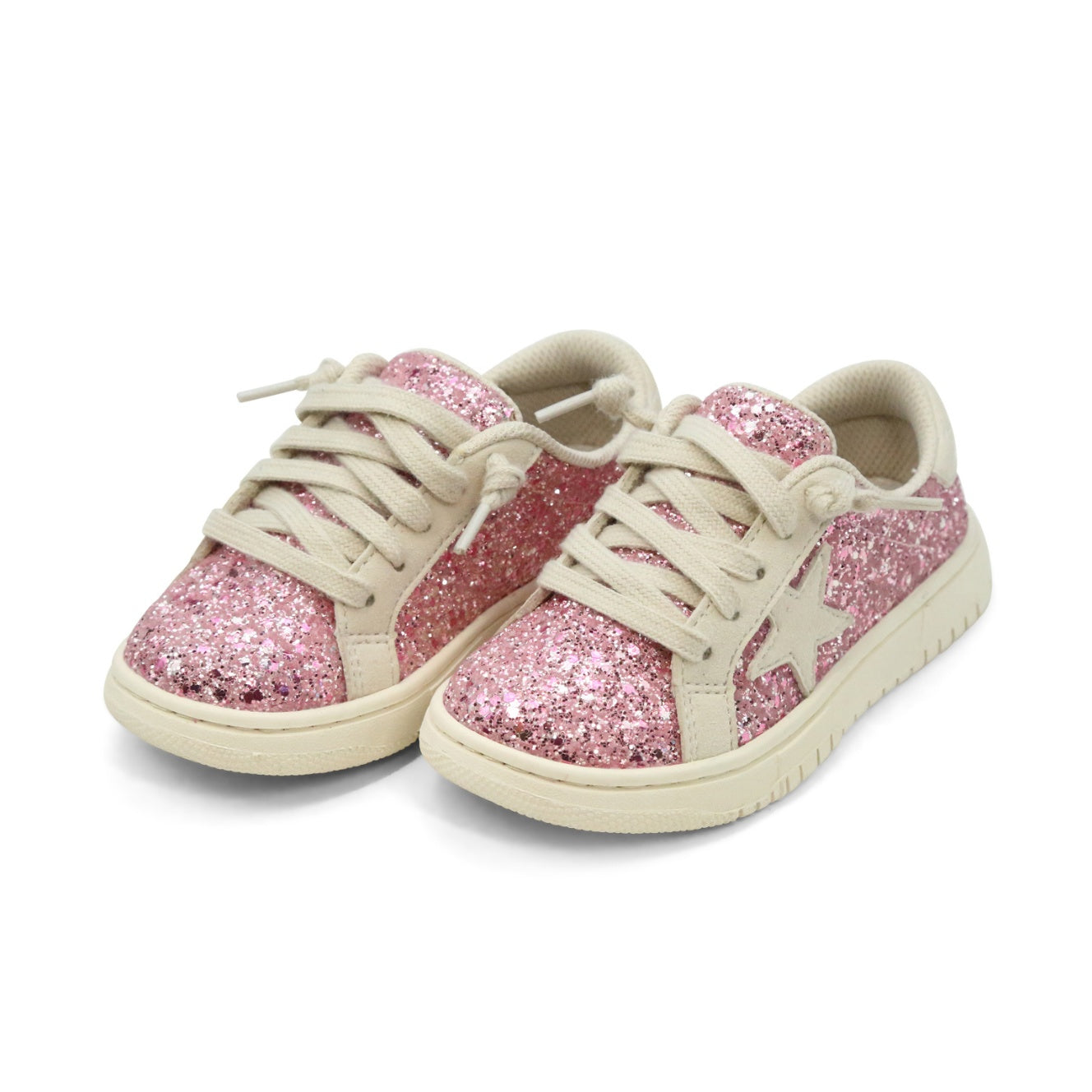 L'Amour Shoes Toddler Girls Kinley Pink Glitter Star Sneaker