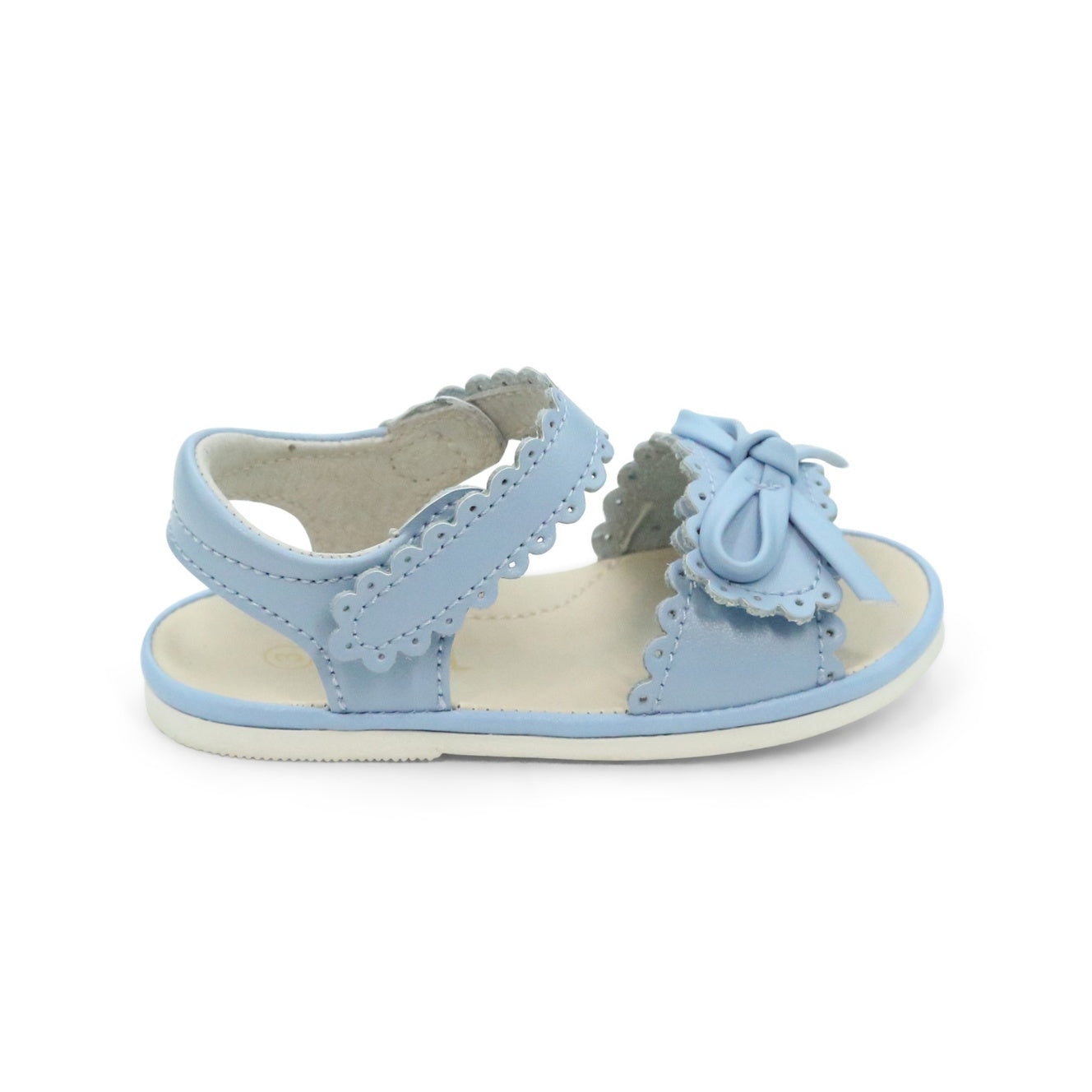 Amelie Bluebell Blue Baby Girl's Leather Scalloped Open Toe Sandal (Baby) - L'Amour Shoes
