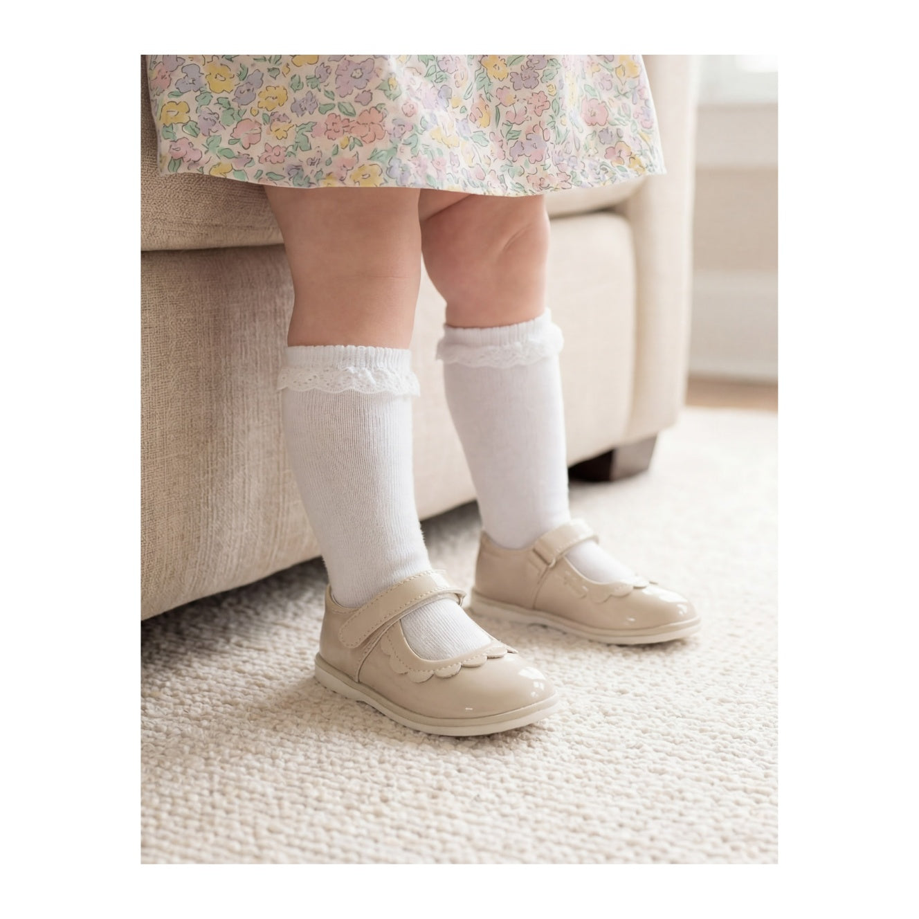 Baby Girl Patent Cream Juliette Mary Jane Shoes - Angel Baby Shoes - L'Amour