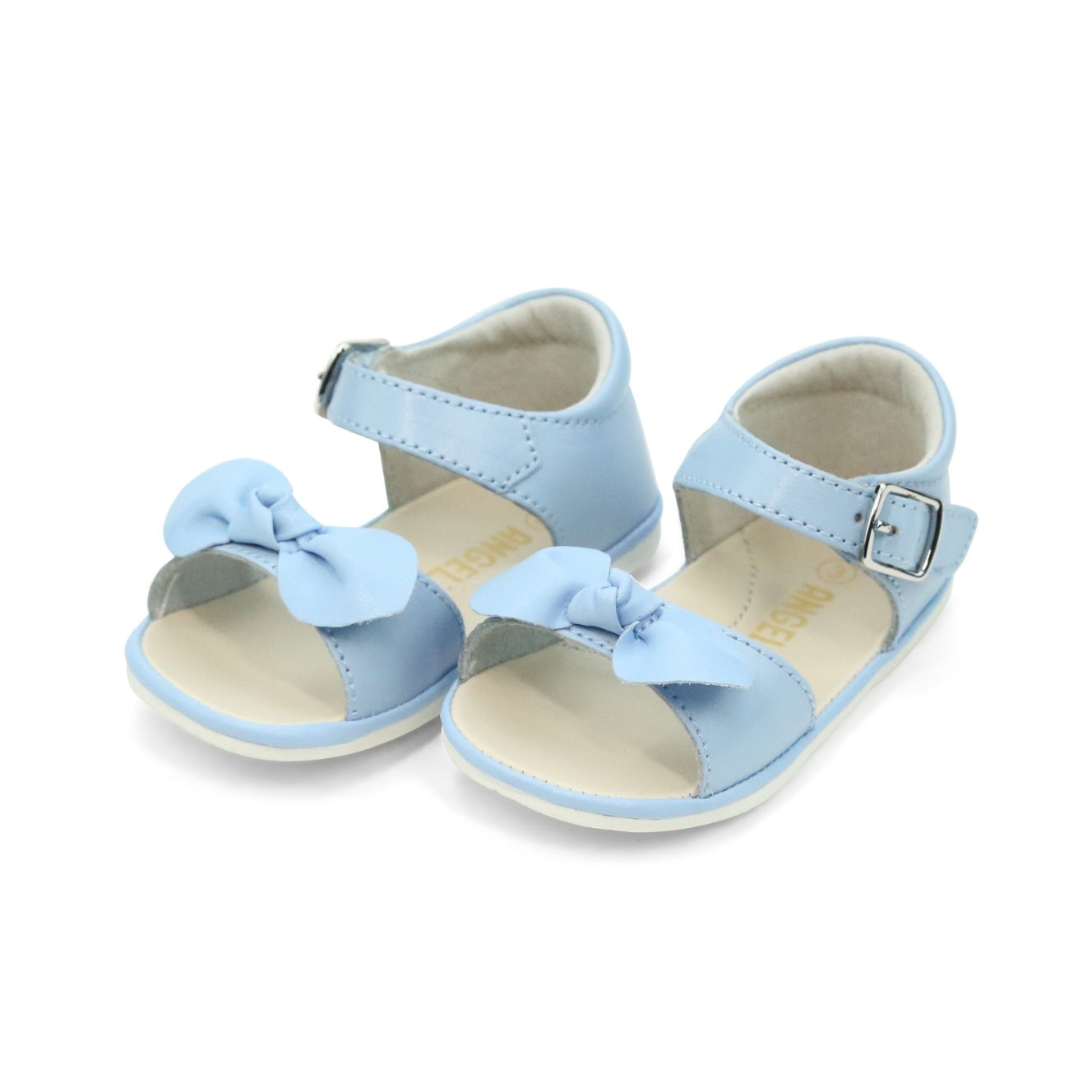 Angel Baby Girls Jolie Open Toe Bow Bluebell Blue Leather Sandal (Baby) - First Walker - L'Amour