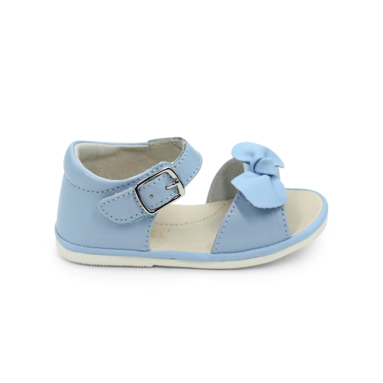 Angel Baby Girls Jolie Open Toe Bow Bluebell Blue Leather Sandal (Baby) - First Walker - L'Amour