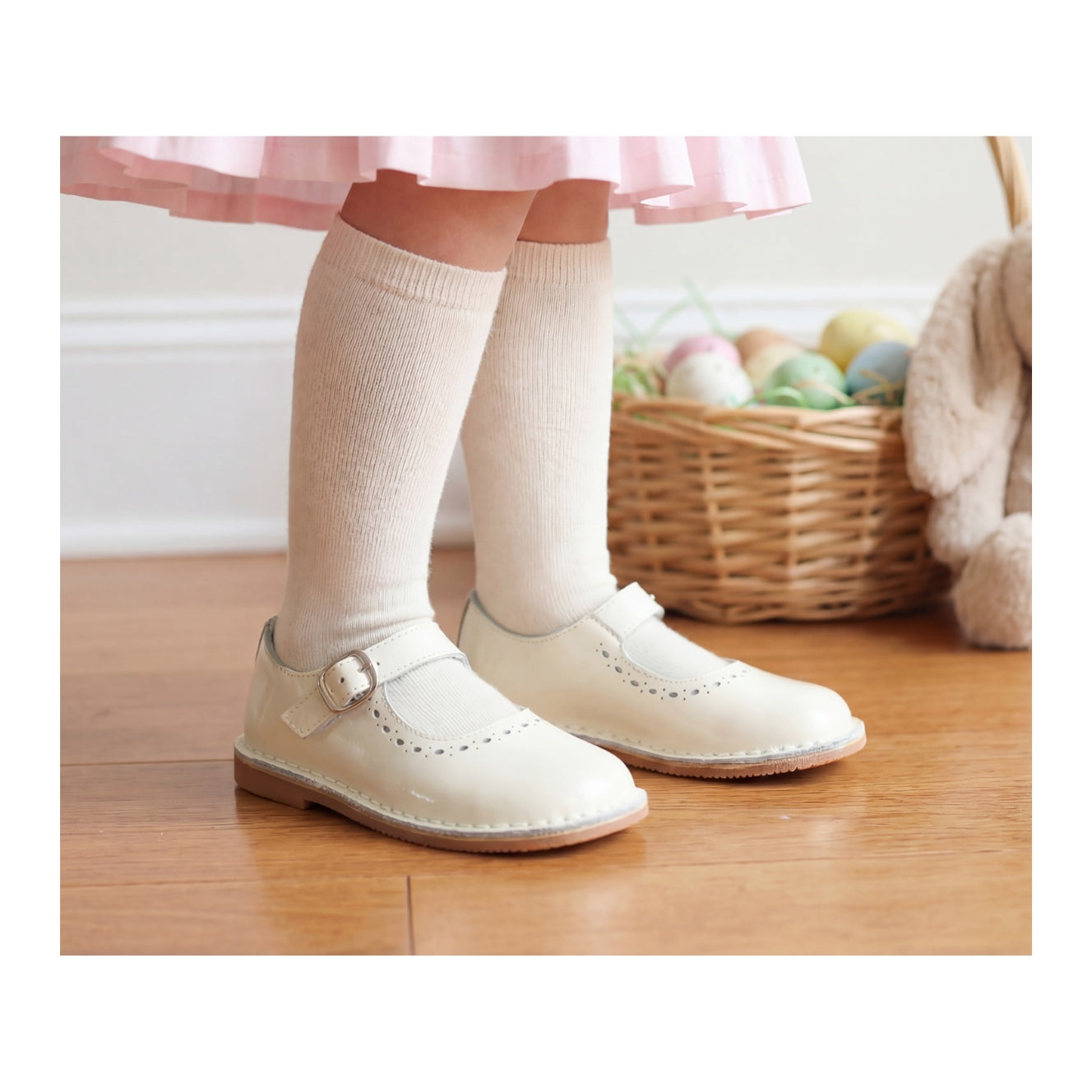 Toddler Girl's Easter Dress Shoe -  Alina Classic Patent Ivory Mary Jane - L'Amour Shoes